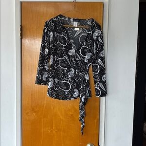 Brittany Black Charcoal and White Floral Blouse
